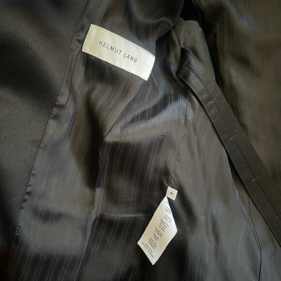 Helmut Lang Shiny Lapel One Button Canvas Tux Blazer Black Size 8 Classic Chic - Picture 15 of 16
